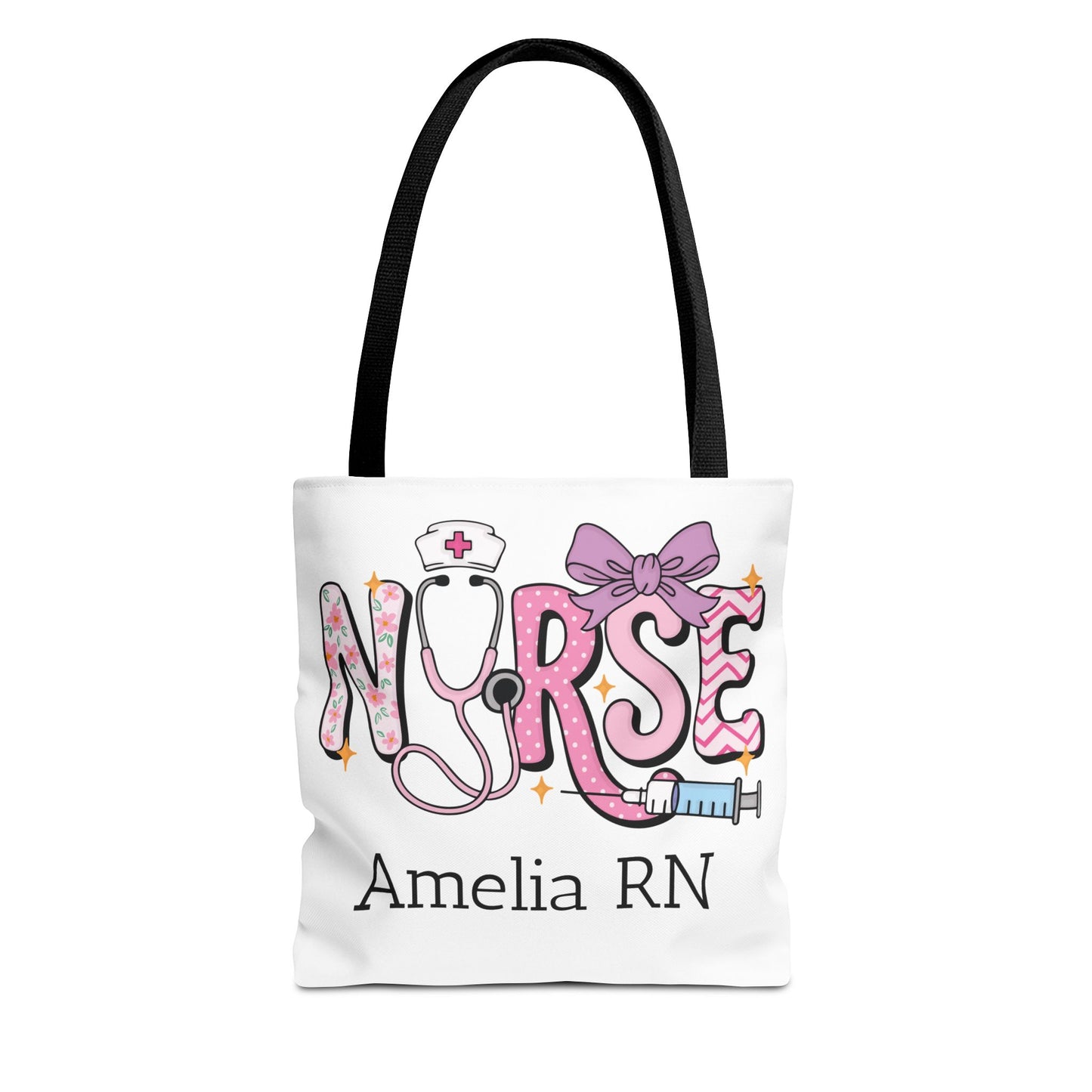 Preppy Nurse Tote Bag with Custom Name