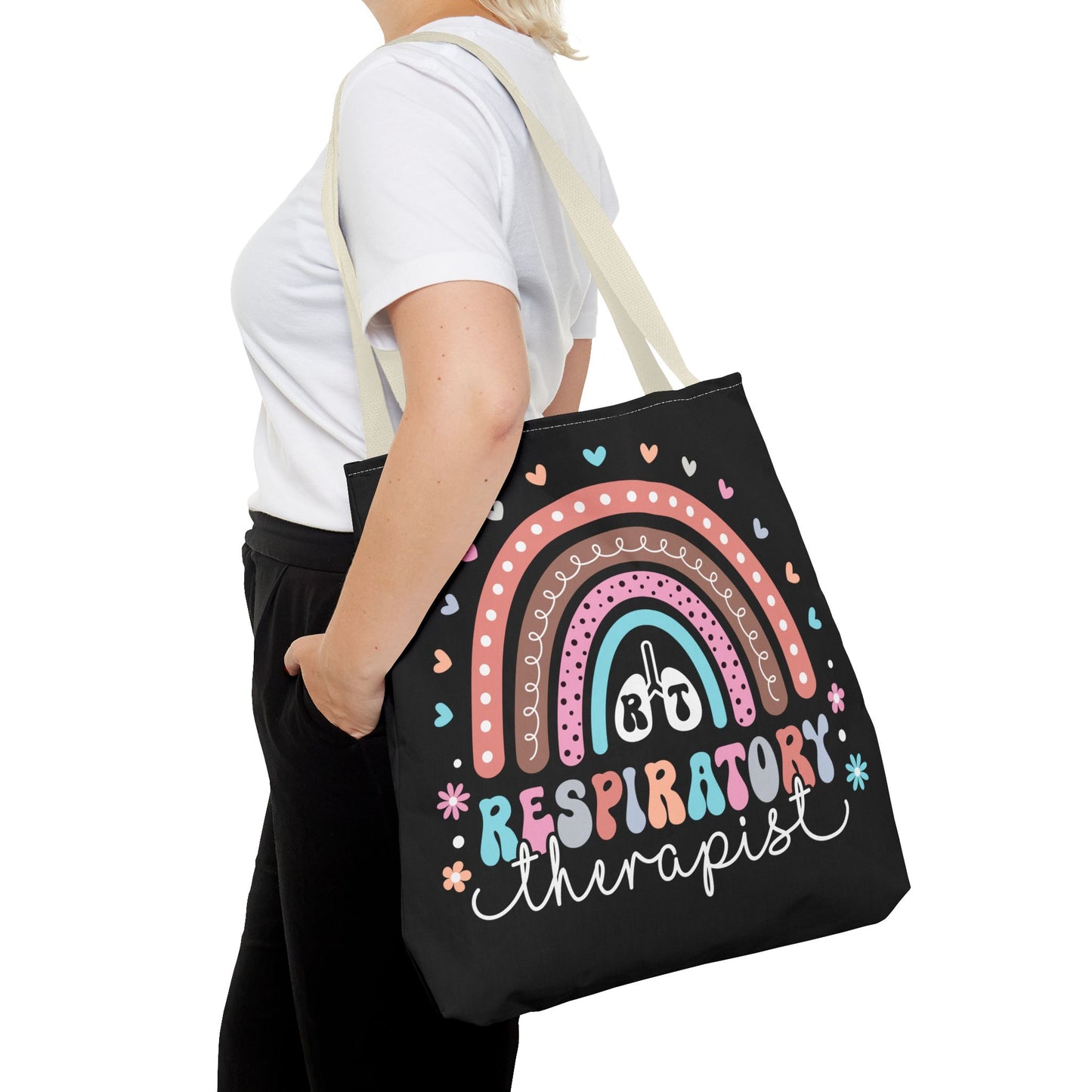 Breath of Life Tote Bag, Respiratory Therapist Gift, Rainbow Design, Medical Professional Bag, Eco-Friendly Shopping Tote