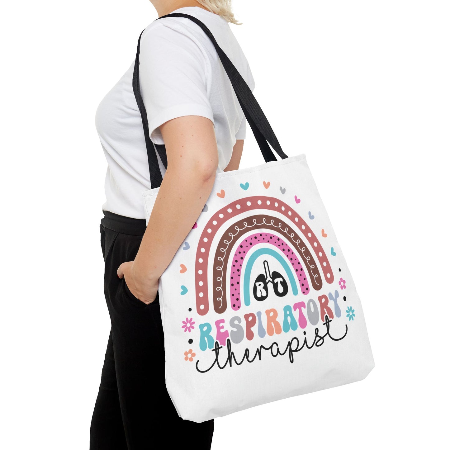 Breath of Life Tote Bag, Respiratory Therapist Gift, Rainbow Design, Medical Professional Bag, Eco-Friendly Shopping Tote