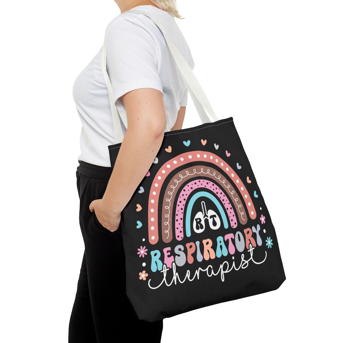 Breath of Life Tote Bag, Respiratory Therapist Gift, Rainbow Design, Medical Professional Bag, Eco-Friendly Shopping Tote