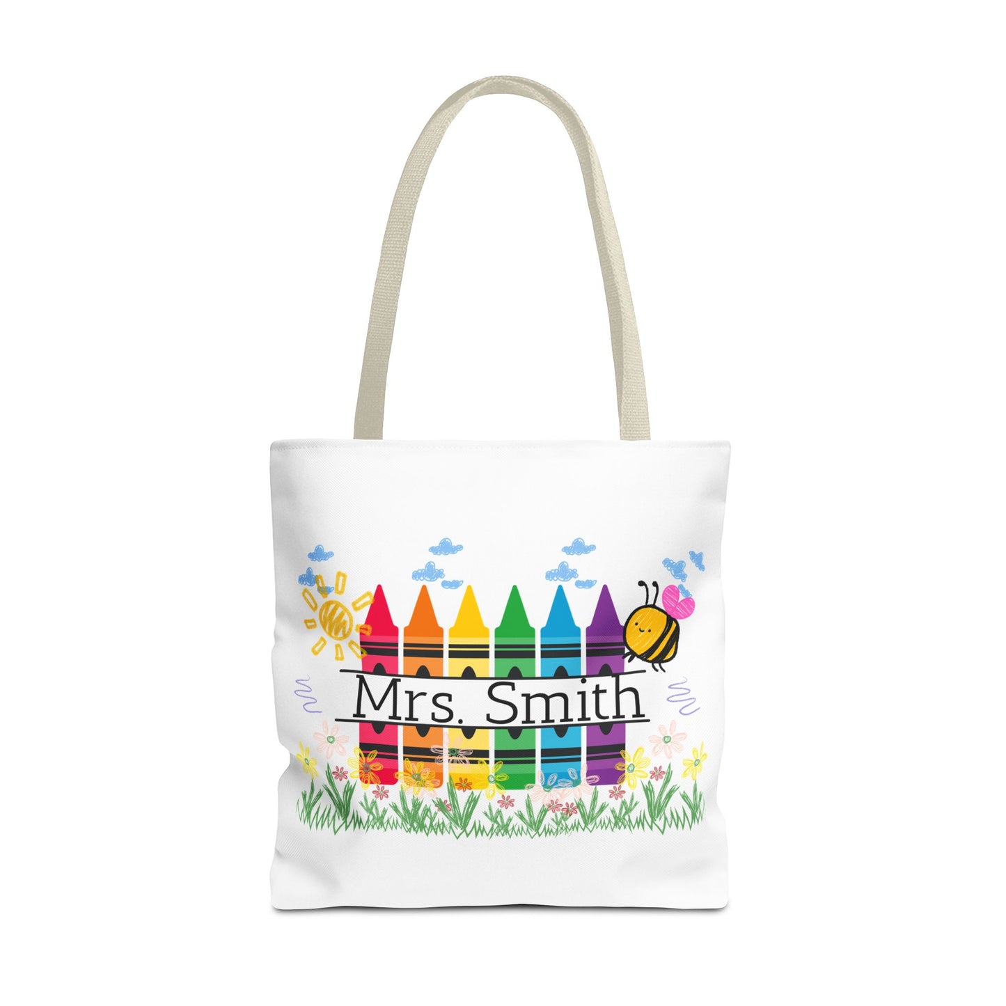 Personalized Crayon Tote Bag, Teacher Gift, Classroom Supplies, Eco-Friendly Bag, Custom Name Bag, Everyday Use