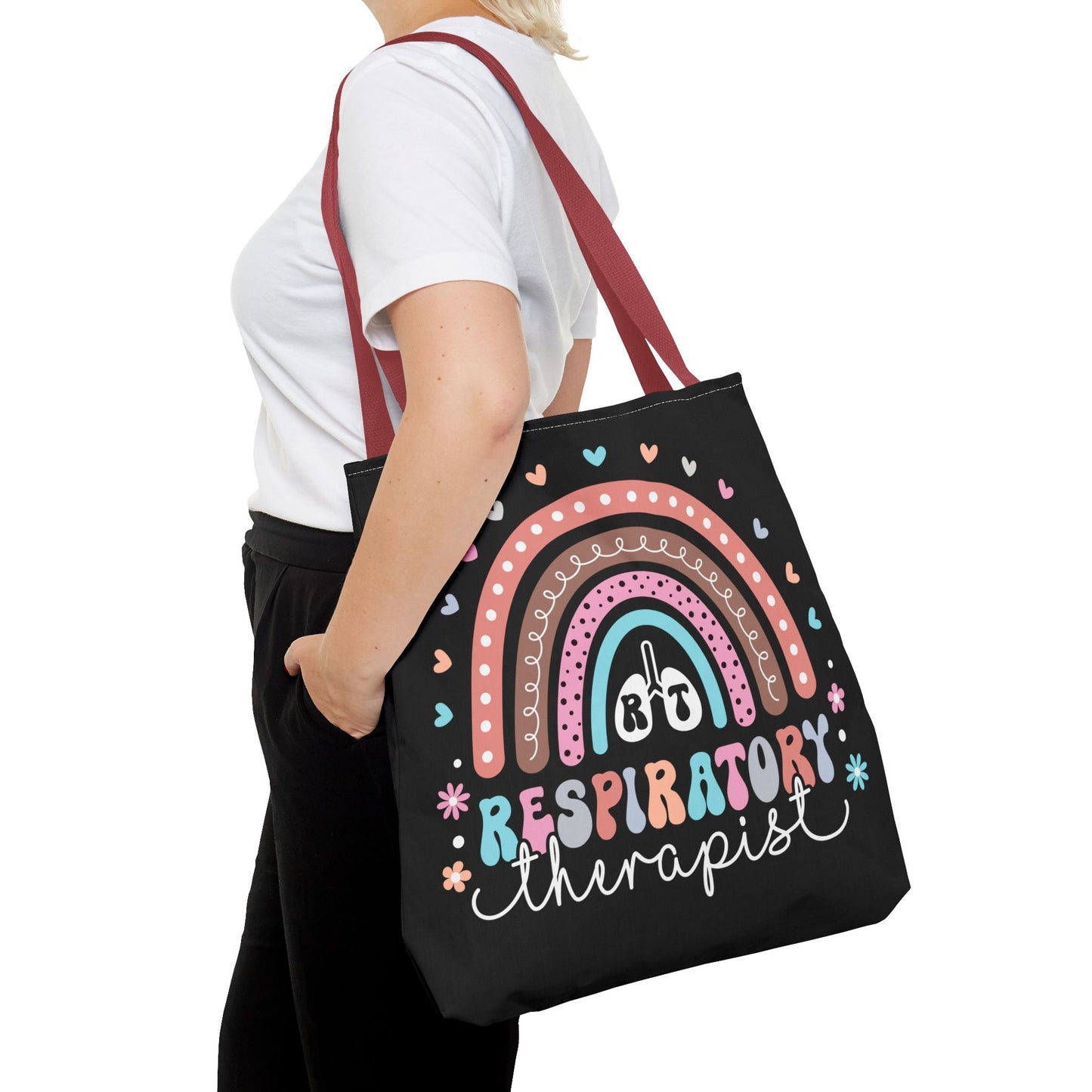 Breath of Life Tote Bag, Respiratory Therapist Gift, Rainbow Design, Medical Professional Bag, Eco-Friendly Shopping Tote