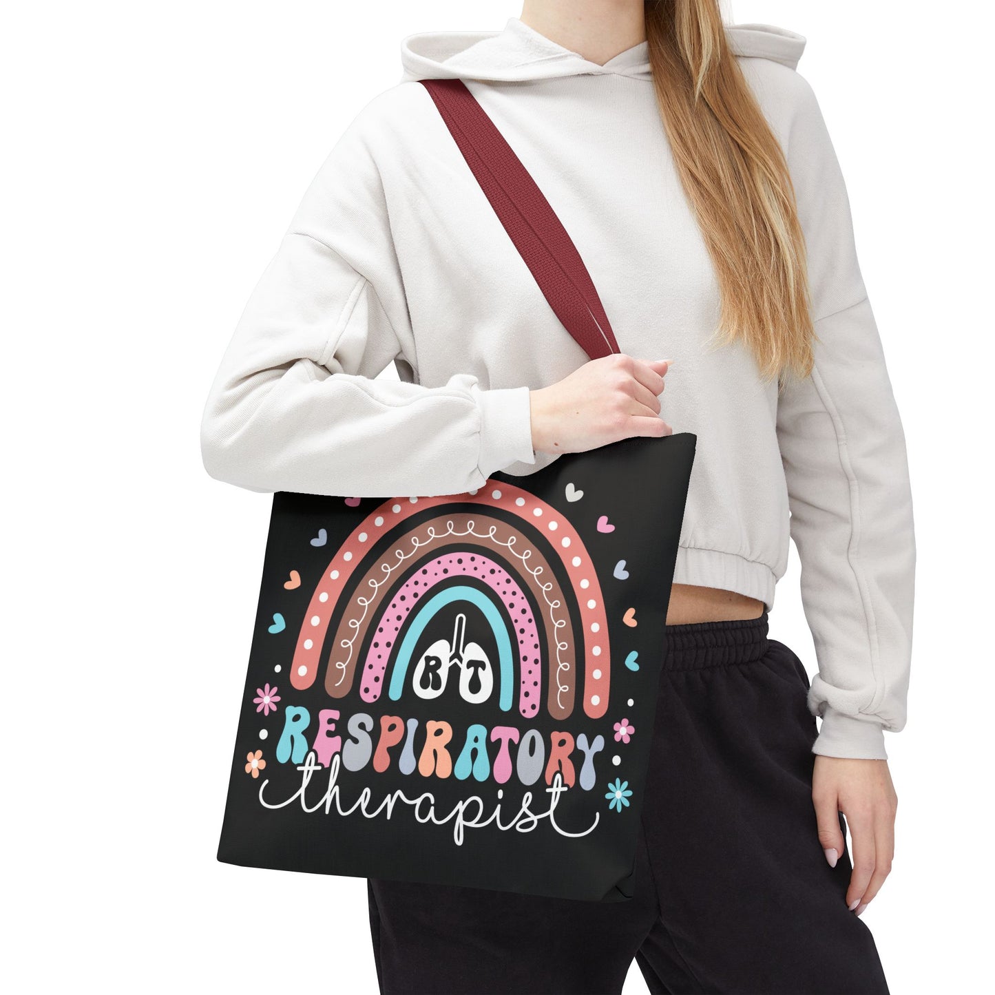 Breath of Life Tote Bag, Respiratory Therapist Gift, Rainbow Design, Medical Professional Bag, Eco-Friendly Shopping Tote
