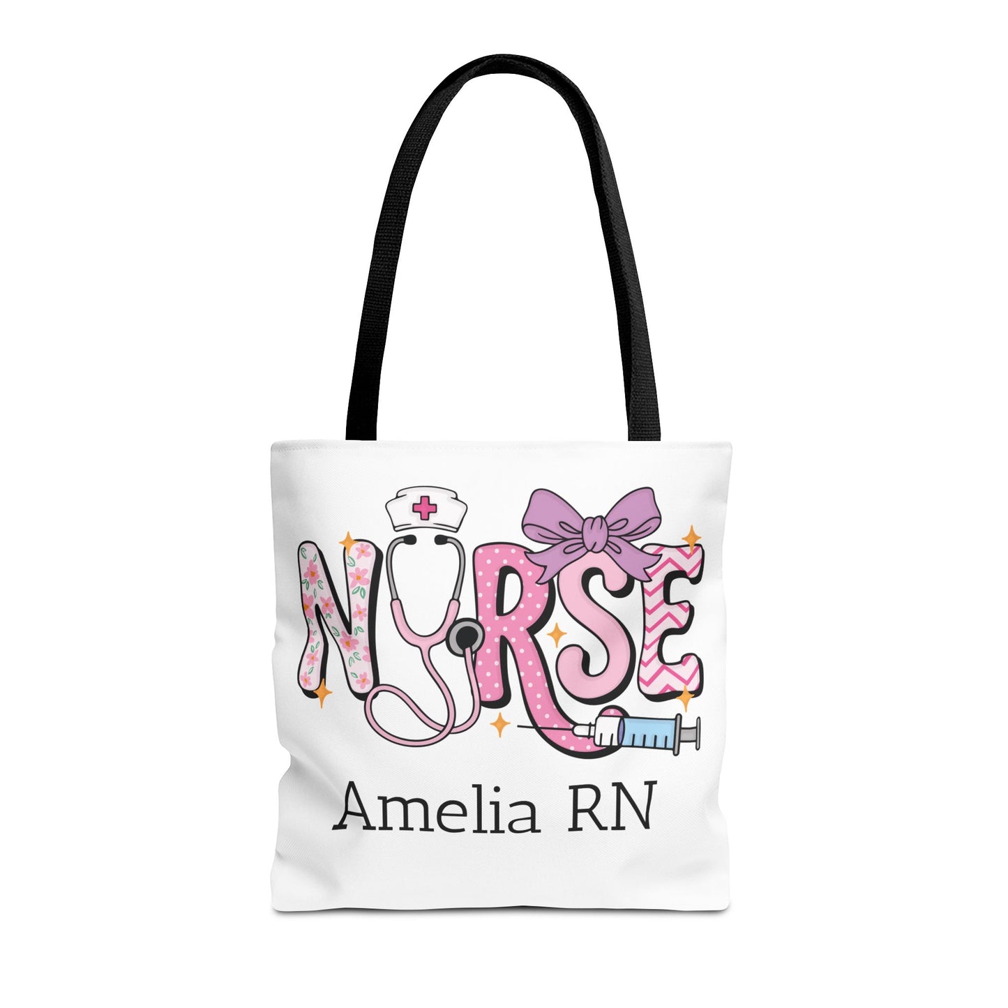 Preppy Nurse Tote Bag with Custom Name