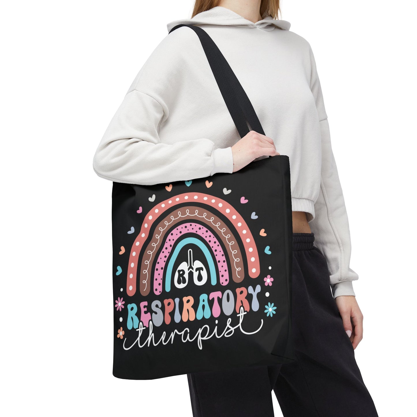 Breath of Life Tote Bag, Respiratory Therapist Gift, Rainbow Design, Medical Professional Bag, Eco-Friendly Shopping Tote