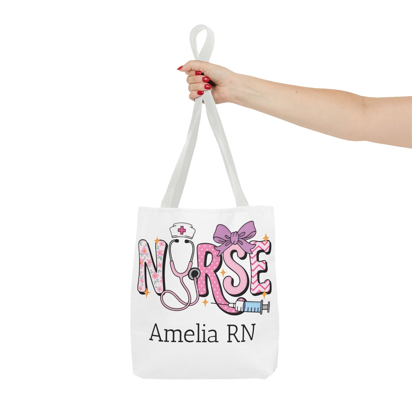 Preppy Nurse Tote Bag with Custom Name