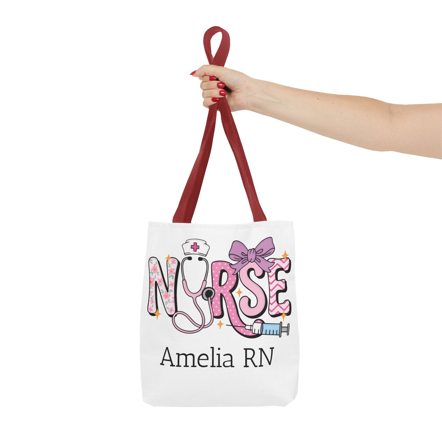 Preppy Nurse Tote Bag with Custom Name