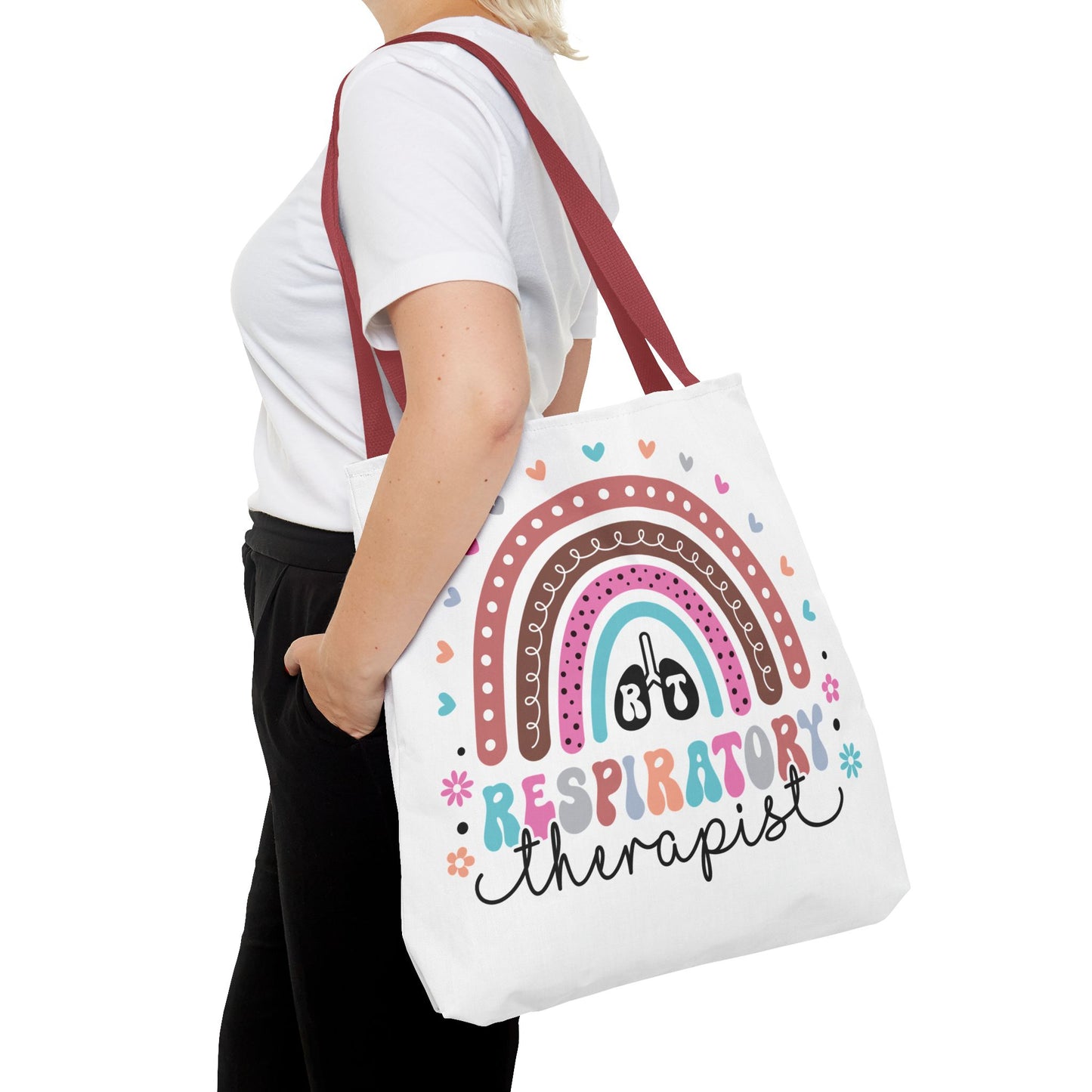 Breath of Life Tote Bag, Respiratory Therapist Gift, Rainbow Design, Medical Professional Bag, Eco-Friendly Shopping Tote