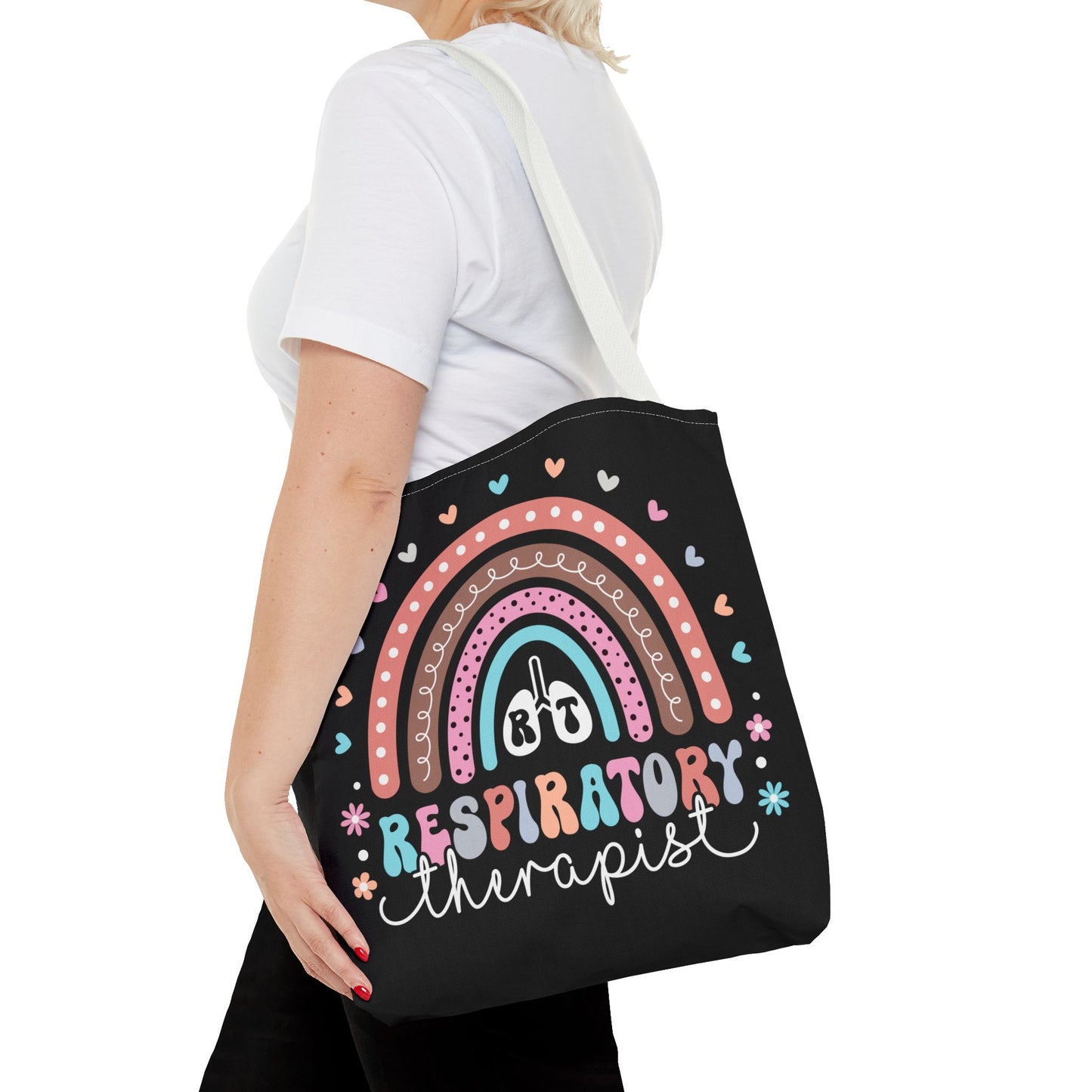 Breath of Life Tote Bag, Respiratory Therapist Gift, Rainbow Design, Medical Professional Bag, Eco-Friendly Shopping Tote
