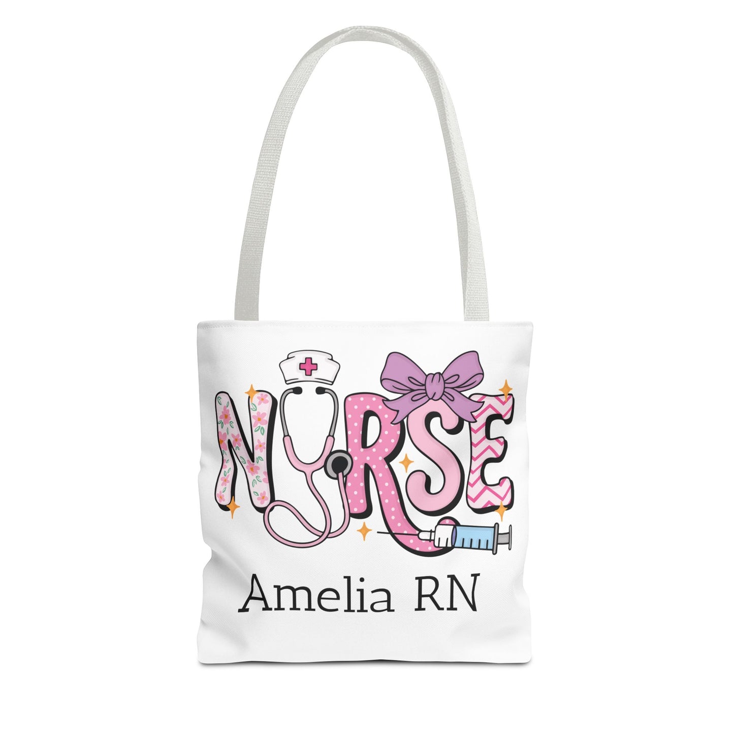 Preppy Nurse Tote Bag with Custom Name