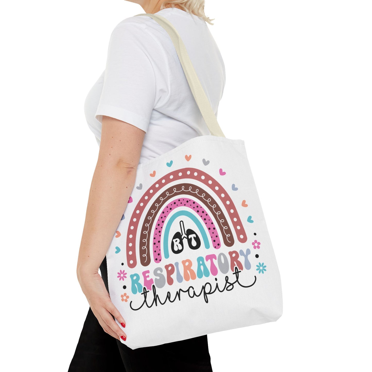 Breath of Life Tote Bag, Respiratory Therapist Gift, Rainbow Design, Medical Professional Bag, Eco-Friendly Shopping Tote