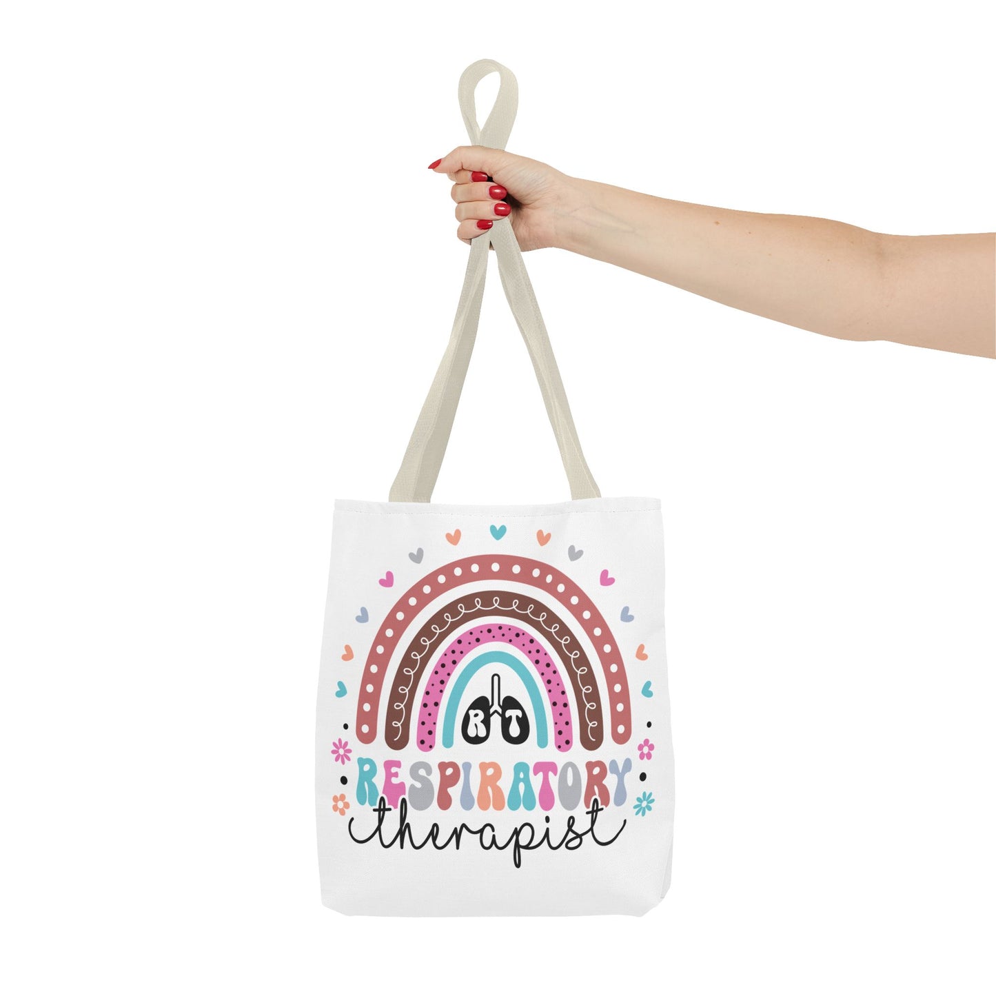 Breath of Life Tote Bag, Respiratory Therapist Gift, Rainbow Design, Medical Professional Bag, Eco-Friendly Shopping Tote