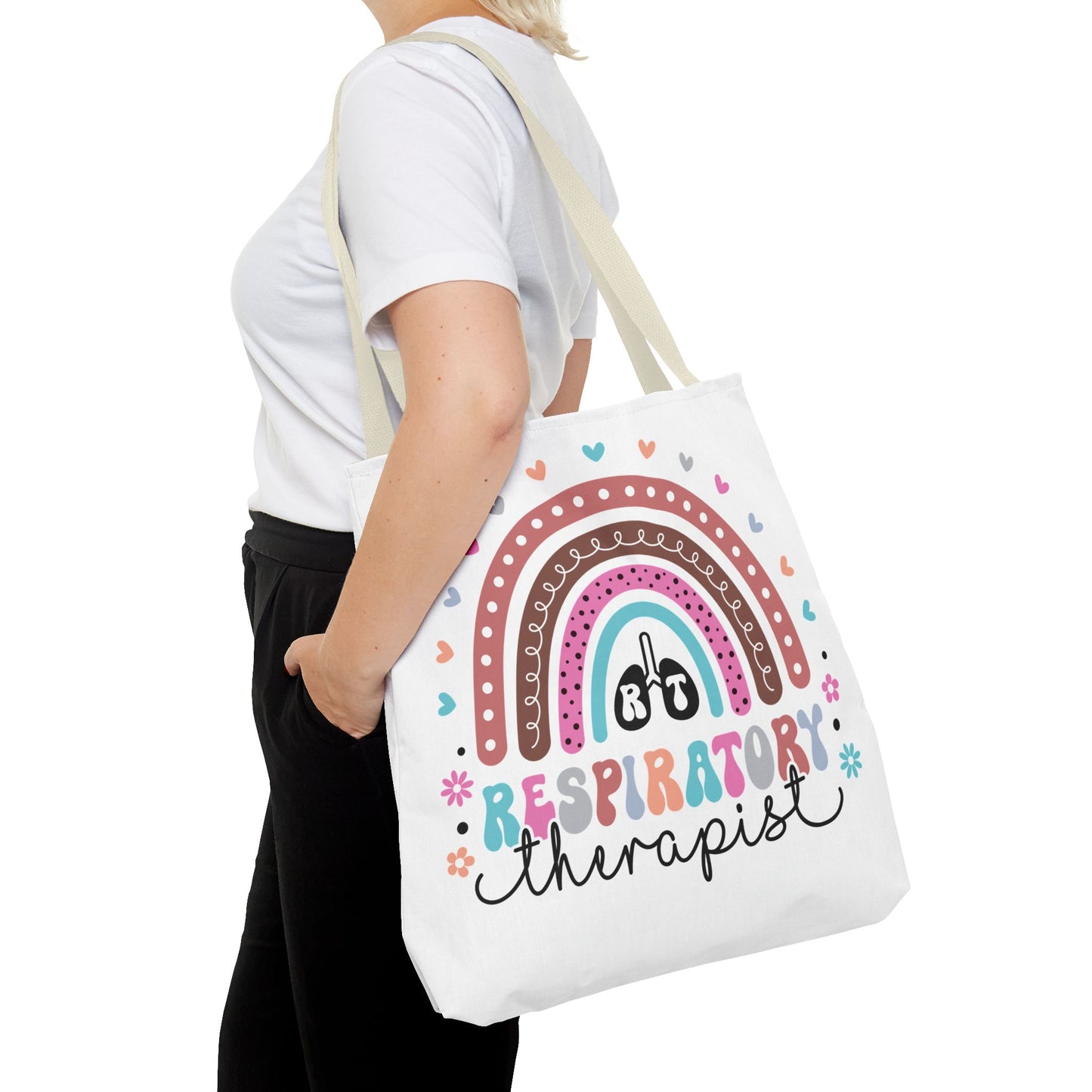 Breath of Life Tote Bag, Respiratory Therapist Gift, Rainbow Design, Medical Professional Bag, Eco-Friendly Shopping Tote