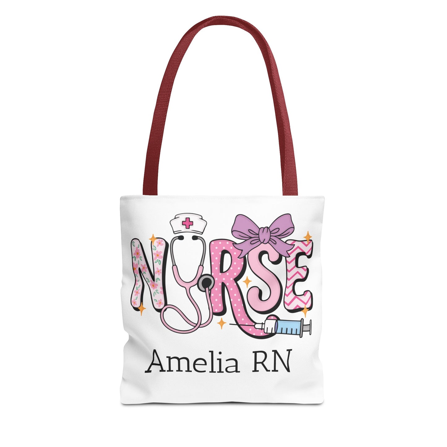Preppy Nurse Tote Bag with Custom Name