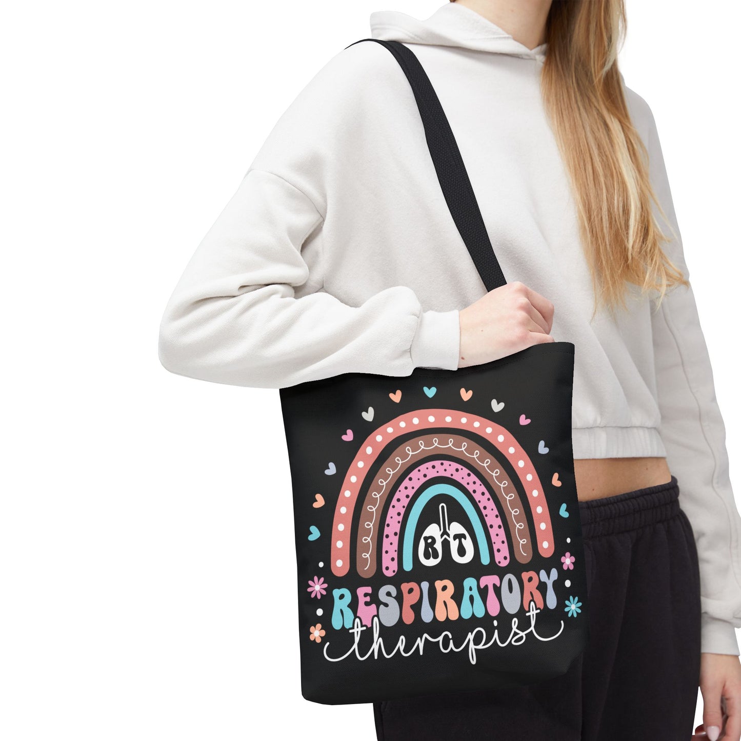 Breath of Life Tote Bag, Respiratory Therapist Gift, Rainbow Design, Medical Professional Bag, Eco-Friendly Shopping Tote