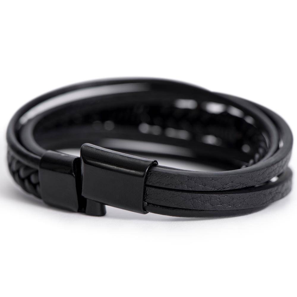 Father’s Day Men’s Cross Bracelet Gift with Message Card – Christian Leather Bracelet for Dad, Husband, Grandpa & Him, Faith Jewelry in Gift Box