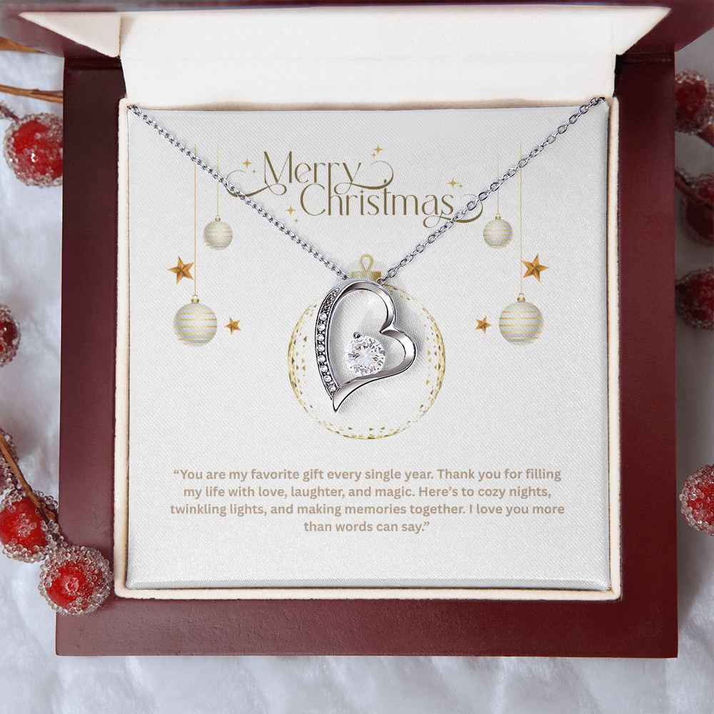 Forever Love Necklace – Elegant Heart Pendant with Cubic Zirconia | Meaningful Gift for Wife, Girlfriend, or Mom