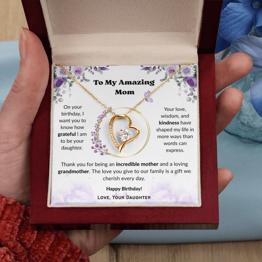 To My Amazing Mom, Gift for Grandma – Forever Love Necklace, Gift Set