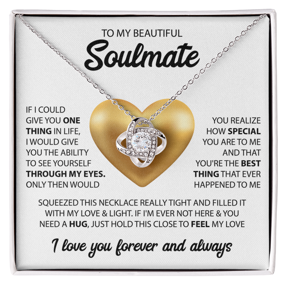 Love Knot Necklace for Soulmate – Meaningful Gift for Her | 14k White Gold or 18k Yellow Gold Finish | Romantic Jewelry for Wife or Girlfriend