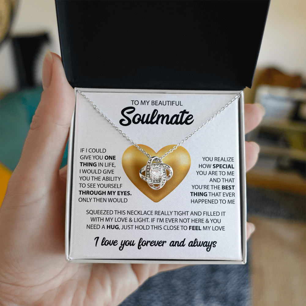Love Knot Necklace for Soulmate – Meaningful Gift for Her | 14k White Gold or 18k Yellow Gold Finish | Romantic Jewelry for Wife or Girlfriend