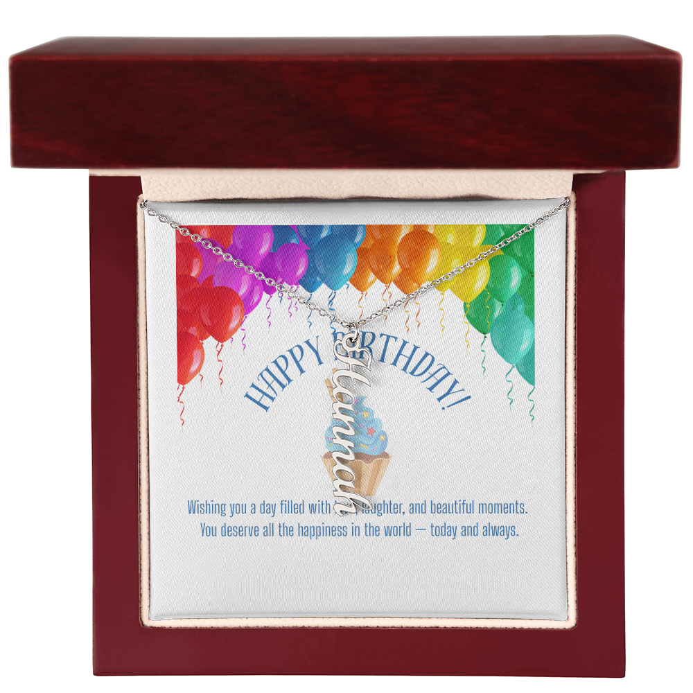 Personalized Vertical Name Necklace with Message Card – Custom Jewelry Gift for Birthday, Graduation, Anniversary, or Special Occasion”