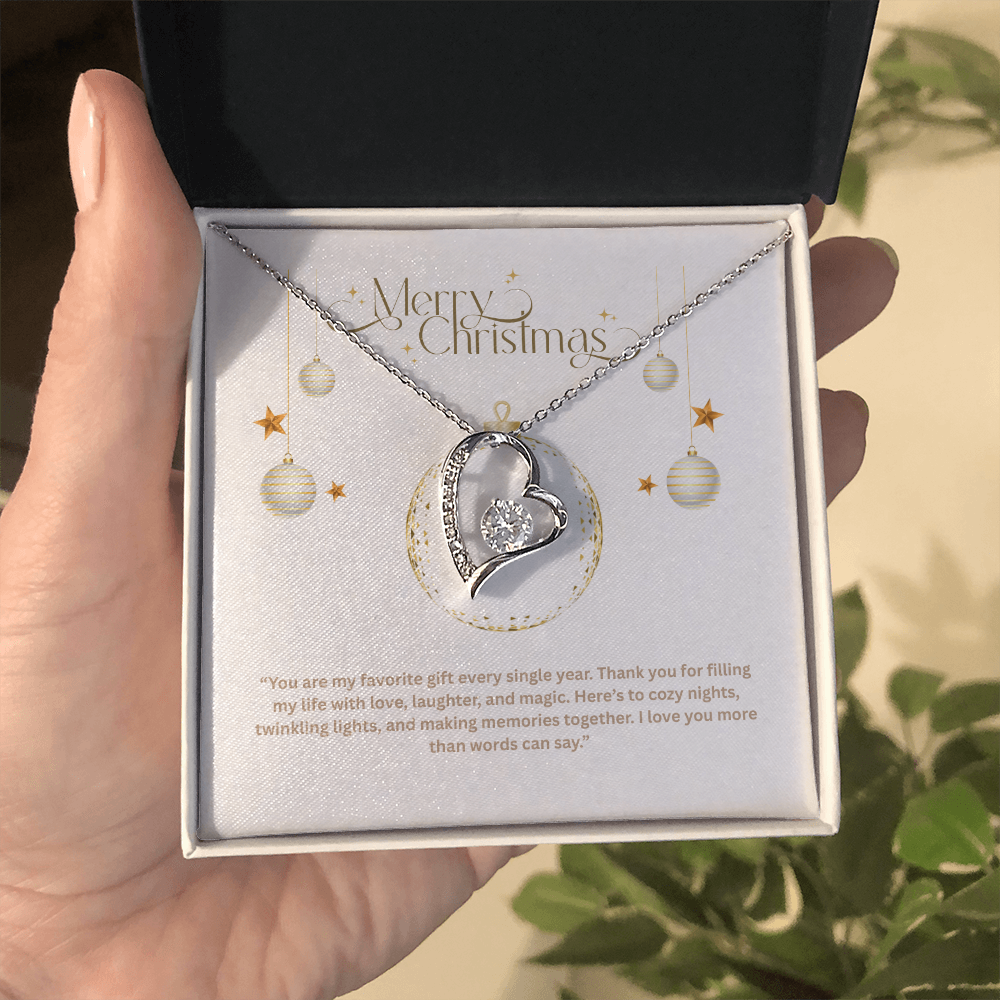 Forever Love Necklace – Elegant Heart Pendant with Cubic Zirconia | Meaningful Gift for Wife, Girlfriend, or Mom