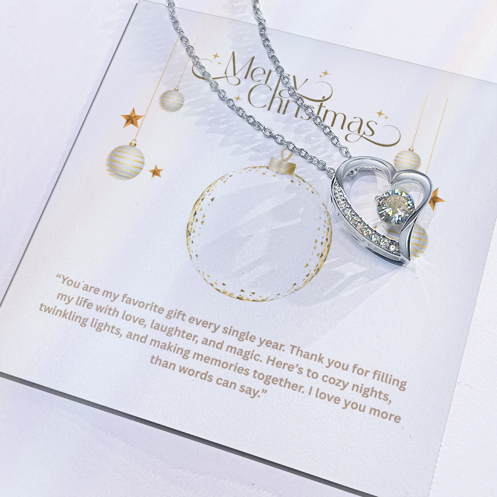 Forever Love Necklace – Elegant Heart Pendant with Cubic Zirconia | Meaningful Gift for Wife, Girlfriend, or Mom