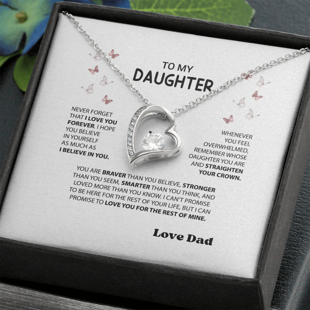 “Forever Love Necklace from Dad to Daughter – Meaningful Father Gift, Birthday, Graduation, Christmas Jewelry”