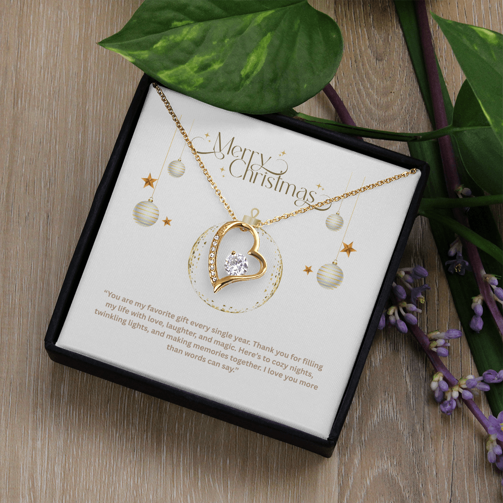 Forever Love Necklace – Elegant Heart Pendant with Cubic Zirconia | Meaningful Gift for Wife, Girlfriend, or Mom