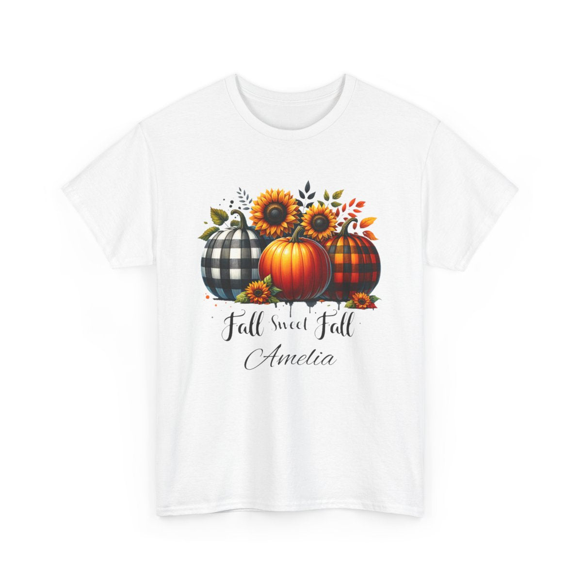 Personalized Fall Pumpkin T-Shirt – Custom Name Autumn Tee for Cozy Season