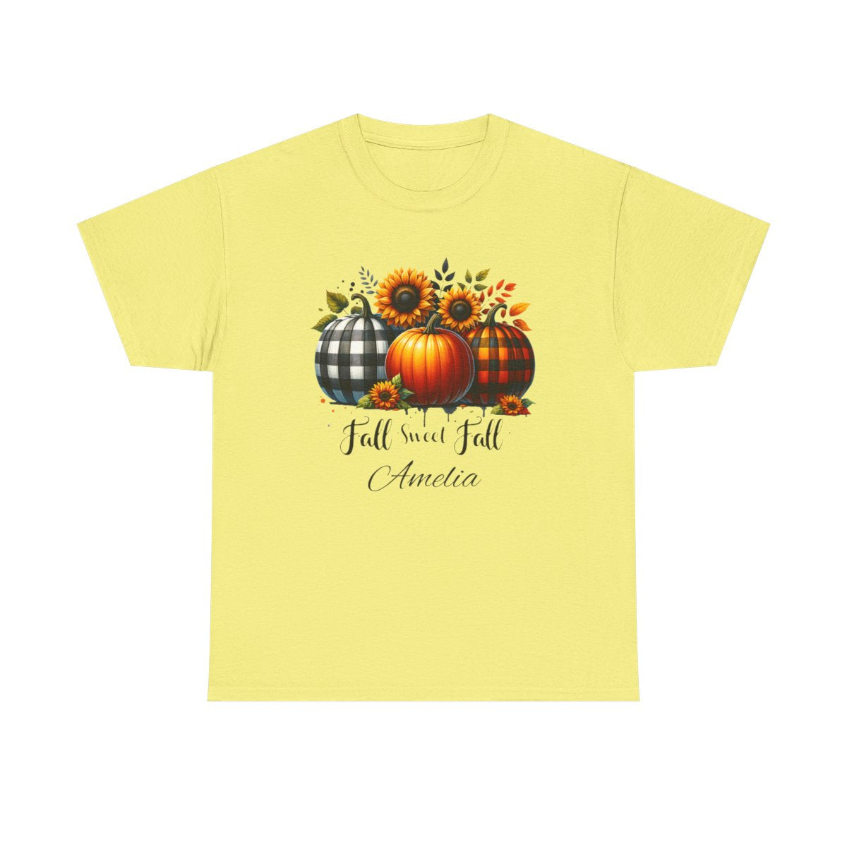 Personalized Fall Pumpkin T-Shirt – Custom Name Autumn Tee for Cozy Season