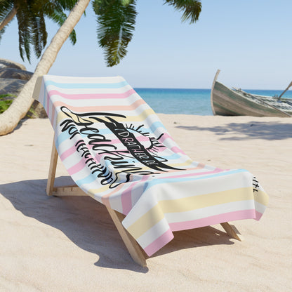 Beach Towel — "I'd Rather Be Beaching Not Teaching" Striped Teacher Beach Towel