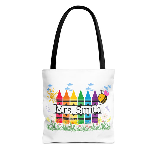 Personalized Crayon Tote Bag, Teacher Gift, Classroom Supplies, Eco-Friendly Bag, Custom Name Bag, Everyday Use