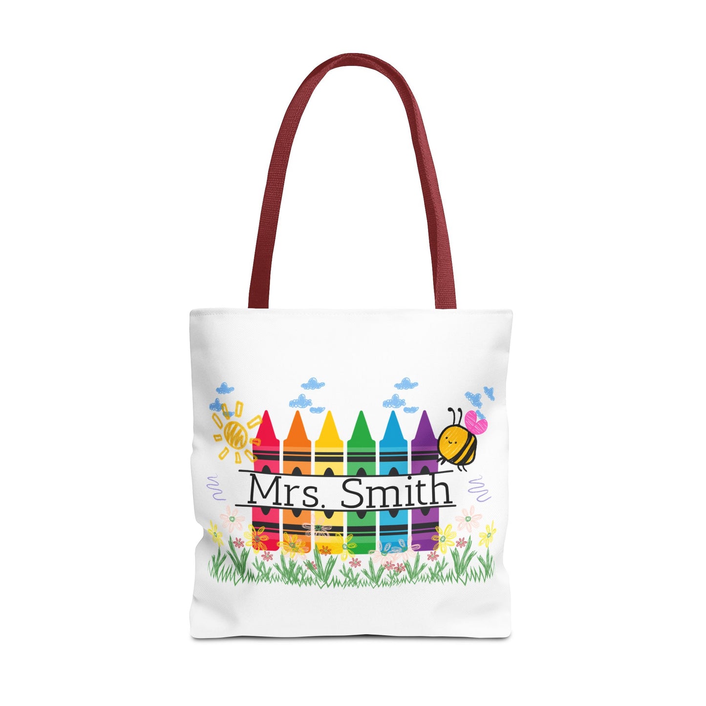 Personalized Crayon Tote Bag, Teacher Gift, Classroom Supplies, Eco-Friendly Bag, Custom Name Bag, Everyday Use