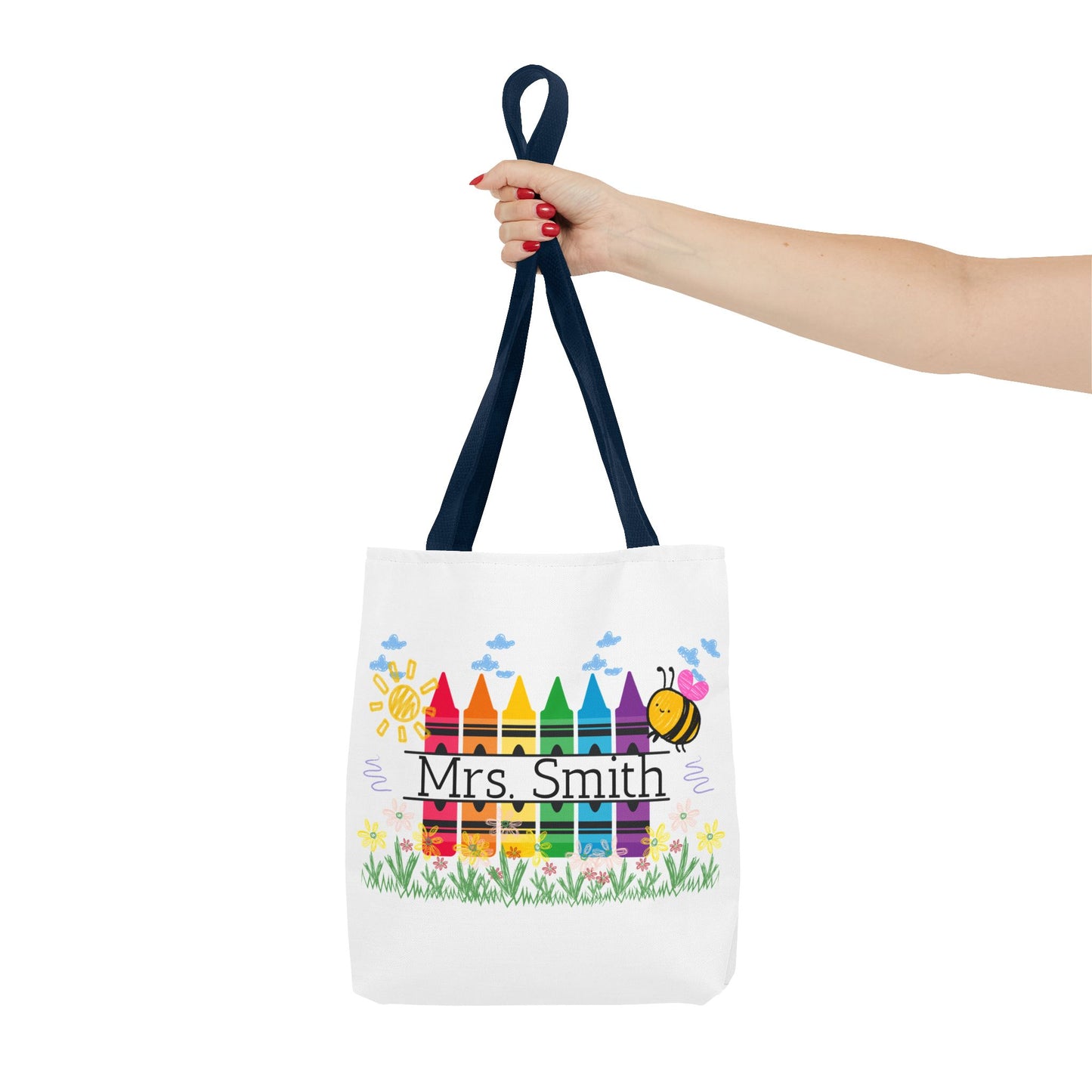 Personalized Crayon Tote Bag, Teacher Gift, Classroom Supplies, Eco-Friendly Bag, Custom Name Bag, Everyday Use