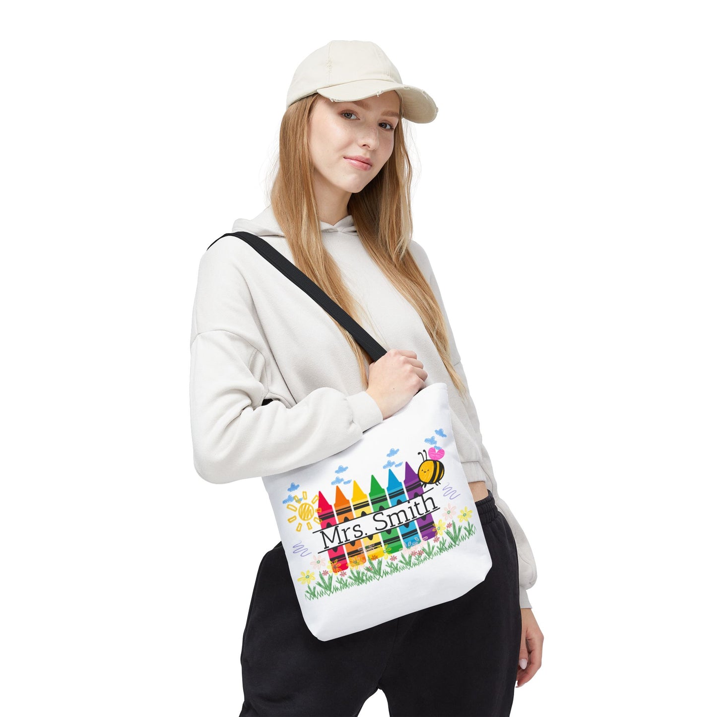 Personalized Crayon Tote Bag, Teacher Gift, Classroom Supplies, Eco-Friendly Bag, Custom Name Bag, Everyday Use