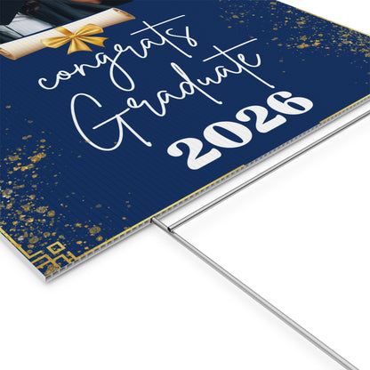 Personalized Graduation Yard Sign 2026 with Photo – Custom Congrats Graduate Plastic Yard Sign for High School or College Graduation Party Decor
