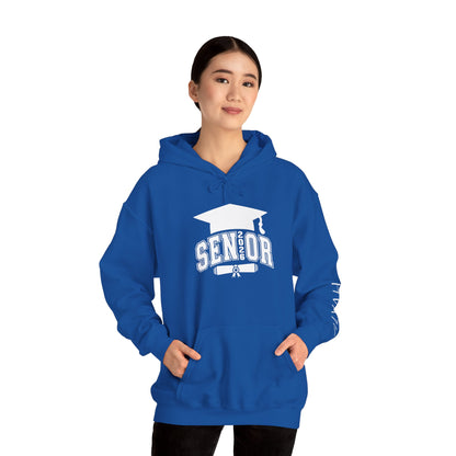 Graduate 2026 Minimal Classic Hoodie Sweatshirt with Custom Name on Sleeve – Personalized Graduation Gift Hoodie for Him or Her