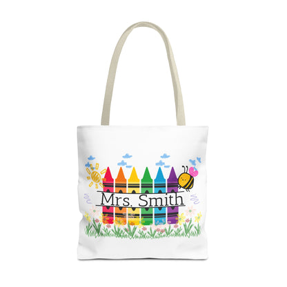 Personalized Crayon Tote Bag, Teacher Gift, Classroom Supplies, Eco-Friendly Bag, Custom Name Bag, Everyday Use