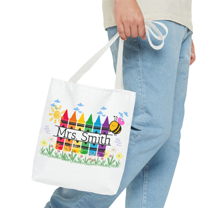 Personalized Crayon Tote Bag, Teacher Gift, Classroom Supplies, Eco-Friendly Bag, Custom Name Bag, Everyday Use