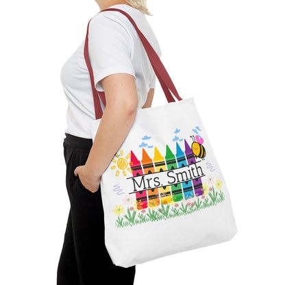 Personalized Crayon Tote Bag, Teacher Gift, Classroom Supplies, Eco-Friendly Bag, Custom Name Bag, Everyday Use