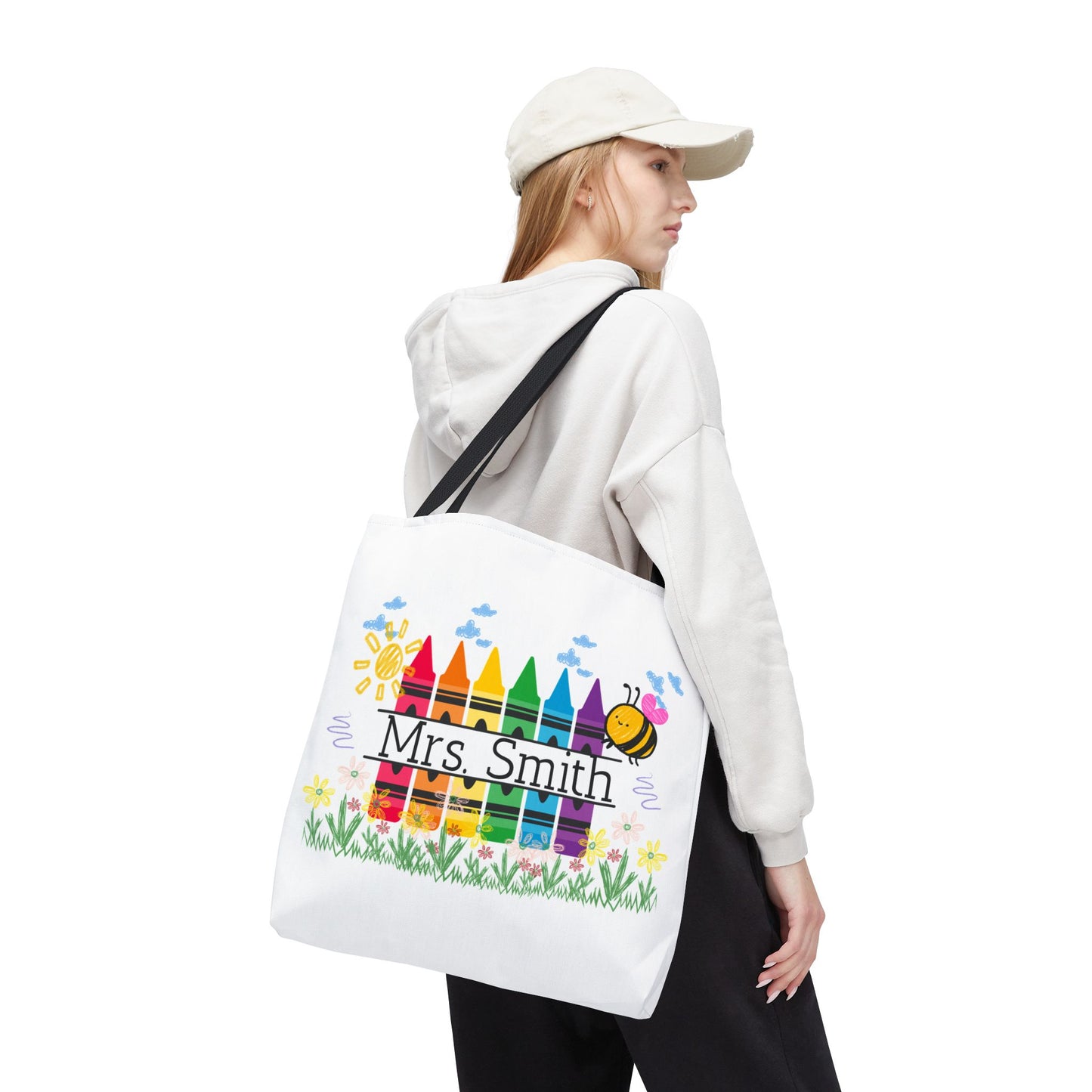 Personalized Crayon Tote Bag, Teacher Gift, Classroom Supplies, Eco-Friendly Bag, Custom Name Bag, Everyday Use