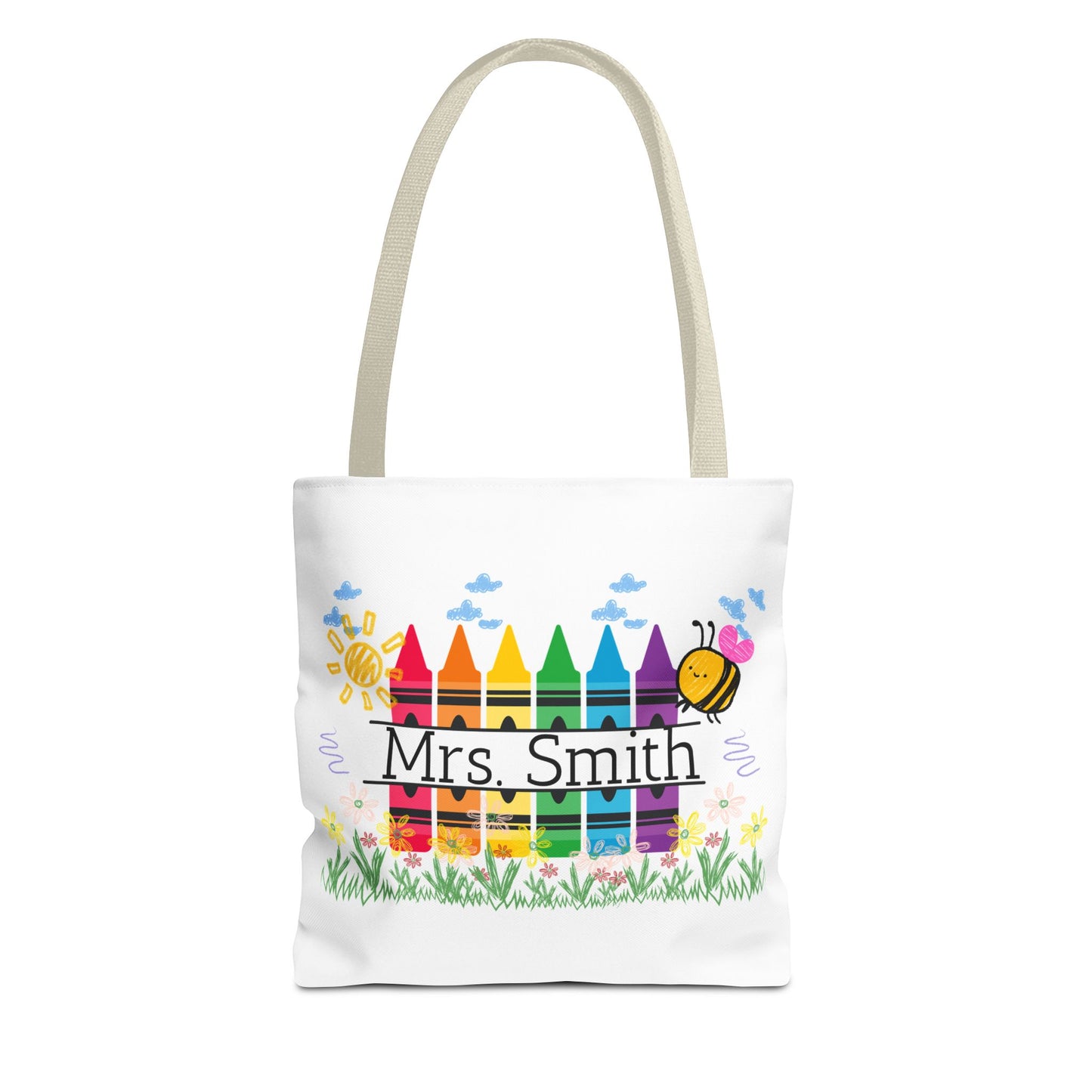 Personalized Crayon Tote Bag, Teacher Gift, Classroom Supplies, Eco-Friendly Bag, Custom Name Bag, Everyday Use