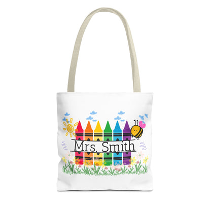 Personalized Crayon Tote Bag, Teacher Gift, Classroom Supplies, Eco-Friendly Bag, Custom Name Bag, Everyday Use