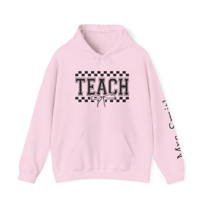Teach Hoodie Sweatshirt for Educators, Personalized Teacher Gift, Cozy Classroom Wear, Back to School Apparel, Cute Teaching Top