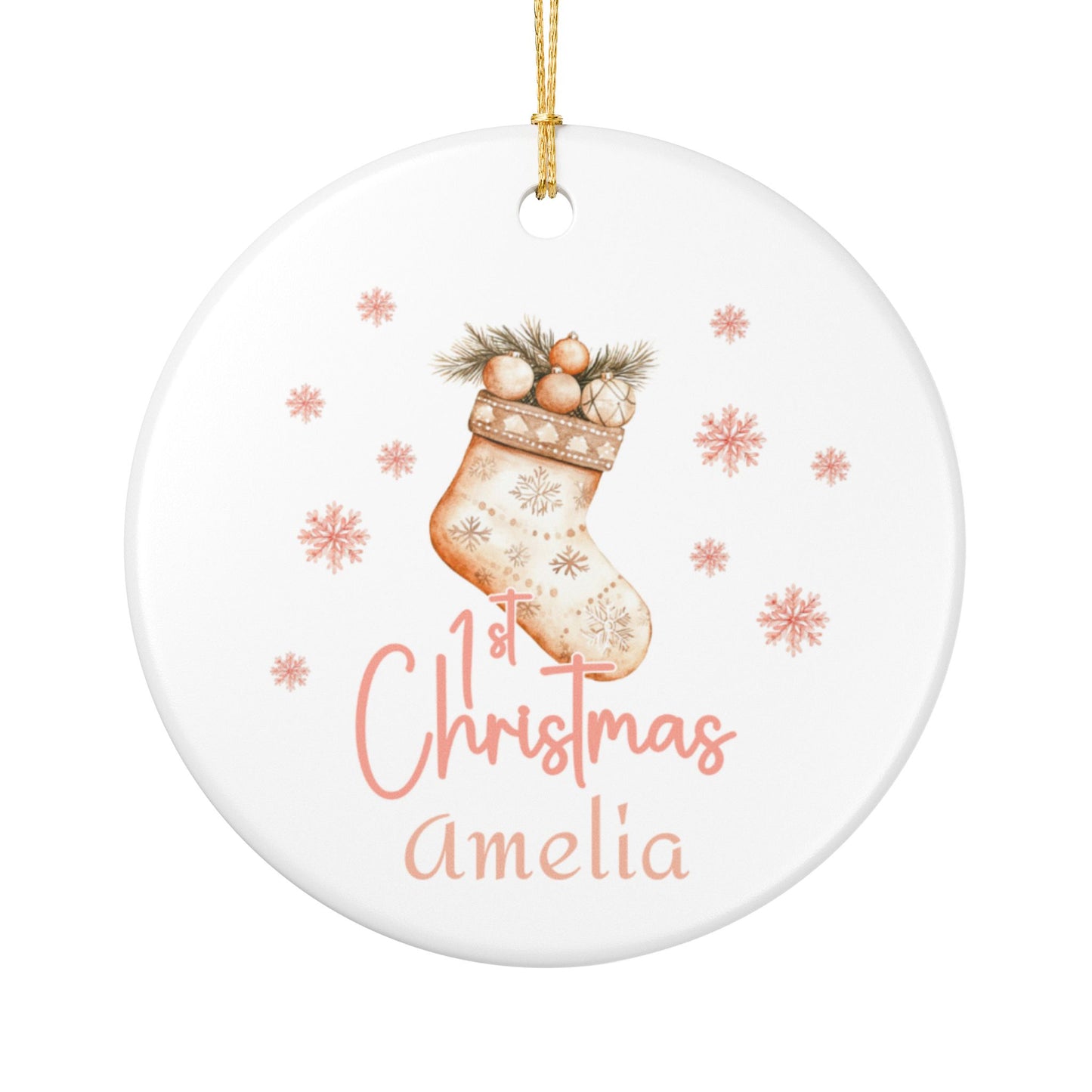 Personalized Christmas stocking Ornament, Baby 1st Christmas Decoration, Holiday Keepsake, Festive Home Decor, Gifts for New Parents