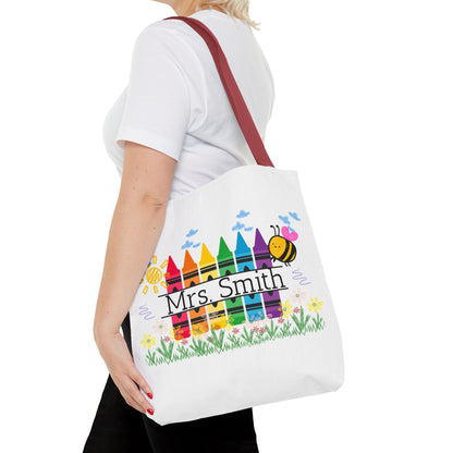 Personalized Crayon Tote Bag, Teacher Gift, Classroom Supplies, Eco-Friendly Bag, Custom Name Bag, Everyday Use
