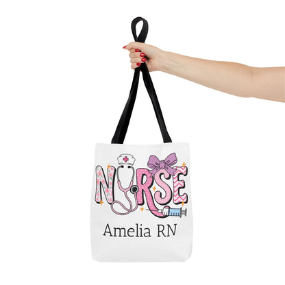 Preppy Nurse Tote Bag with Custom Name