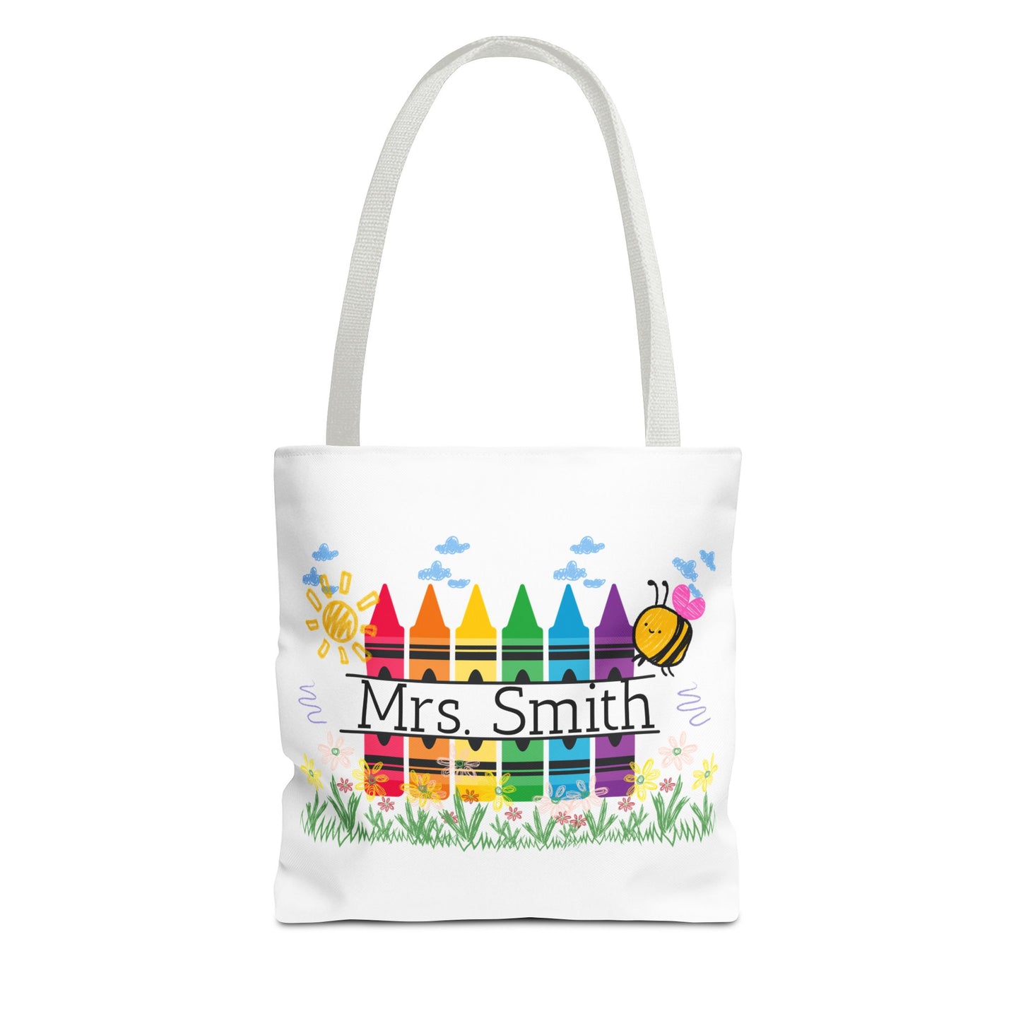 Personalized Crayon Tote Bag, Teacher Gift, Classroom Supplies, Eco-Friendly Bag, Custom Name Bag, Everyday Use