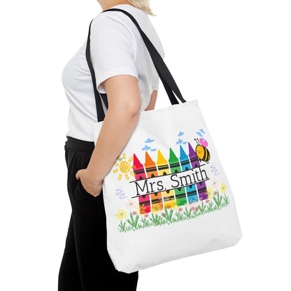 Personalized Crayon Tote Bag, Teacher Gift, Classroom Supplies, Eco-Friendly Bag, Custom Name Bag, Everyday Use